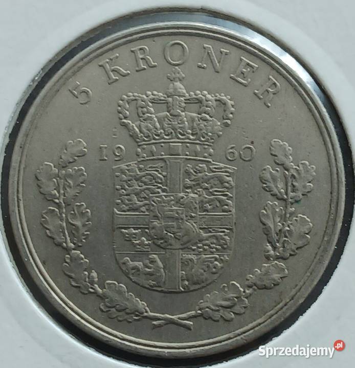 5 Koron Dania 1960 r Fryderyk IX Konin