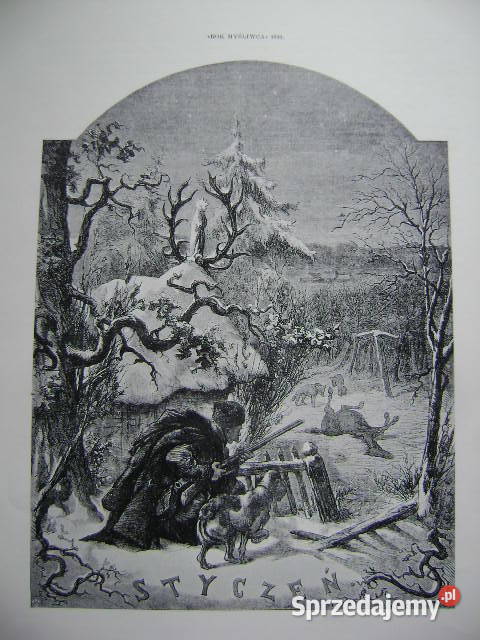 Starocie z PRL Myślistwo Zestaw 6 ilustracji Gdynia