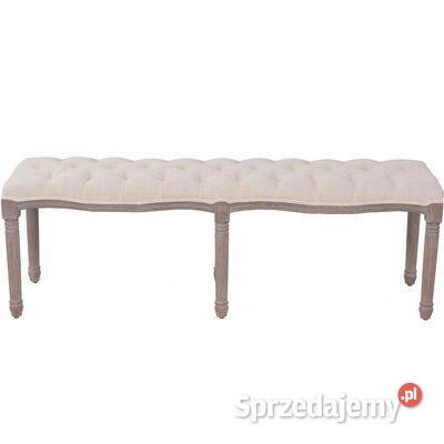 Ławka do przedpokoju len i lite drewno 150x40x48