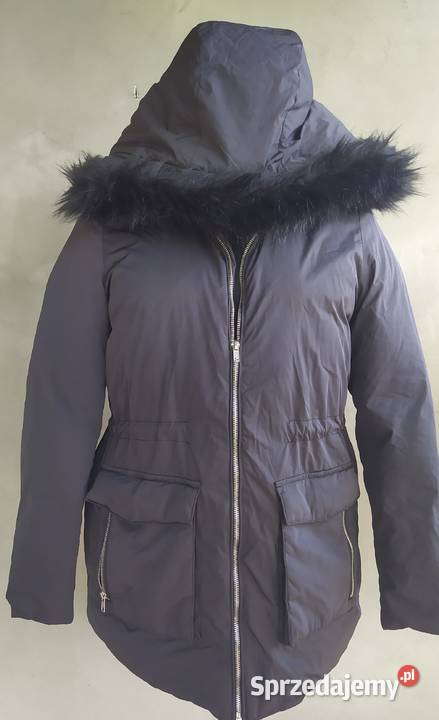 Czarna kurtka parka bik bok S
