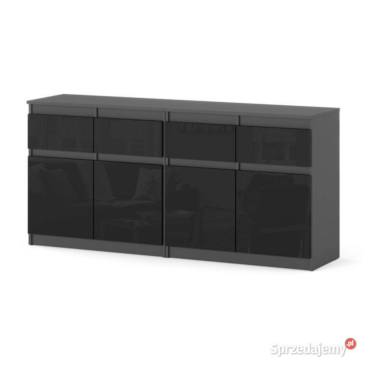 Komoda Loft Duża Szafka Nowoczesna Szara Czarny Elbląg