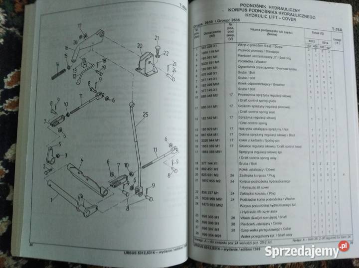 Katalog części ciągnika Ursus 53125314 suplement Lublin