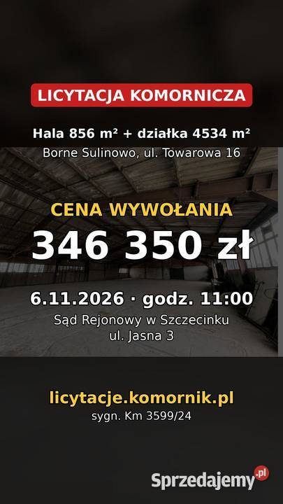 Hala 856 m lotnisku Borne Sulinowo LICYTACJA 611 Sprzedaż