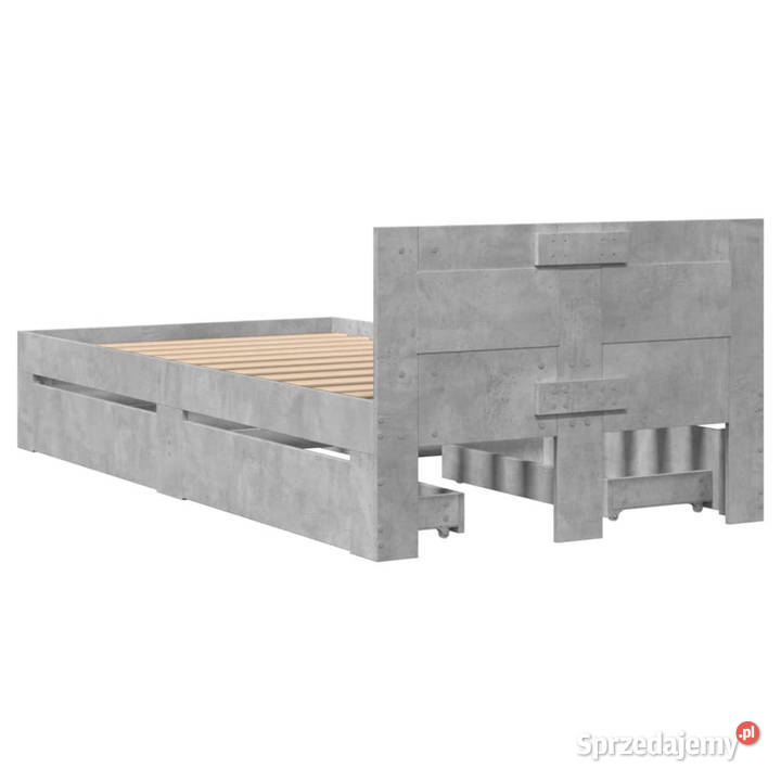 Rama łóżka z wezgłowiem szarość betonu 90x200 203cm mazowieckie Warszawa