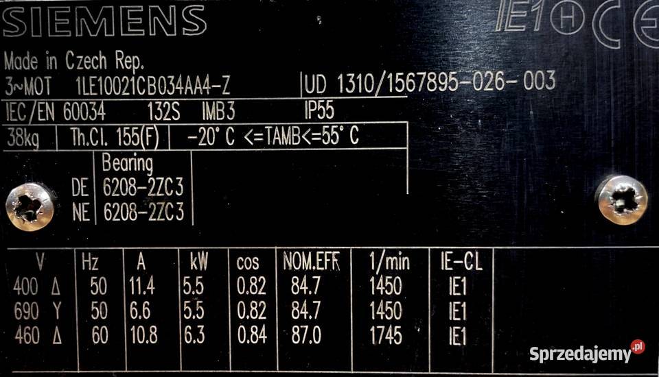 silnik elektryczny 55kW 1450obr 3fazowy SIEMENS Pigża