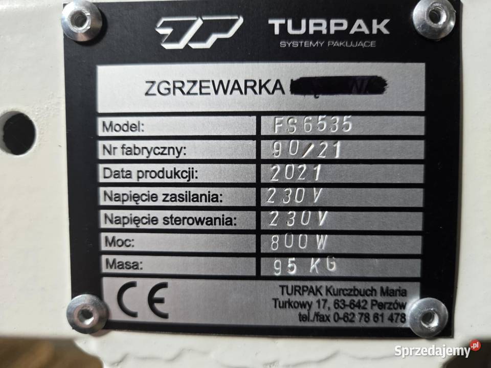 Zgrzewarka Tunelowa TURPAK zachodniopomorskie Stargard