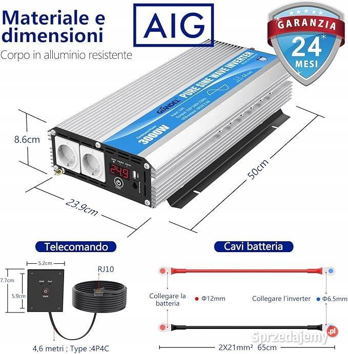 GIANDEL Falownik sinusoidalny 24 V na 230 V Myszyniec