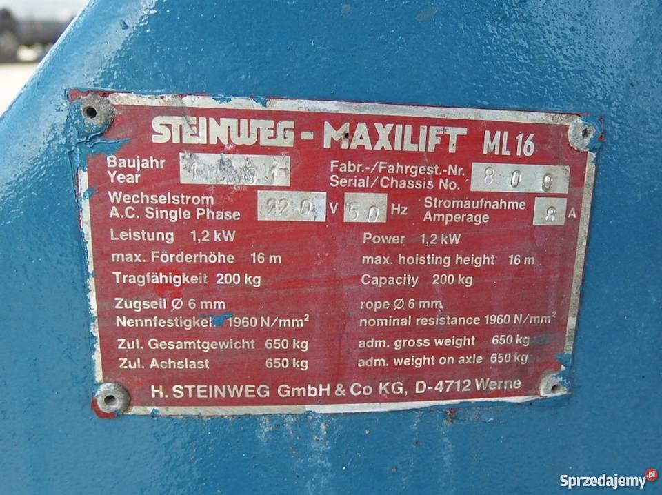 Winda ML 16 steinweg drabina dekarska podnośnik Poznań