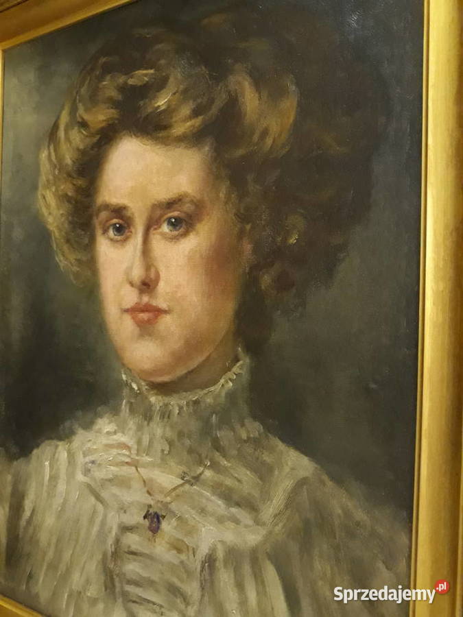 Antyczny Obraz Olejny Portret Kobiety koniec XIX Kraków
