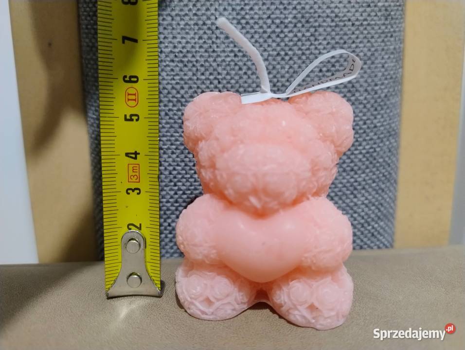 Świeca Miś różowa nowa Poznań