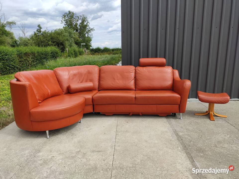 Skórzany narożnik z funkcją spania podnóżek dolnośląskie