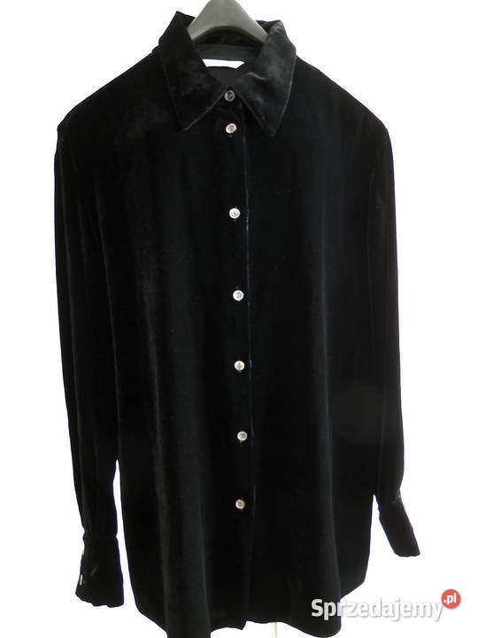 Koszula Aksamitna Jedwabna Jedwab Wiskoza Czarna Łomża