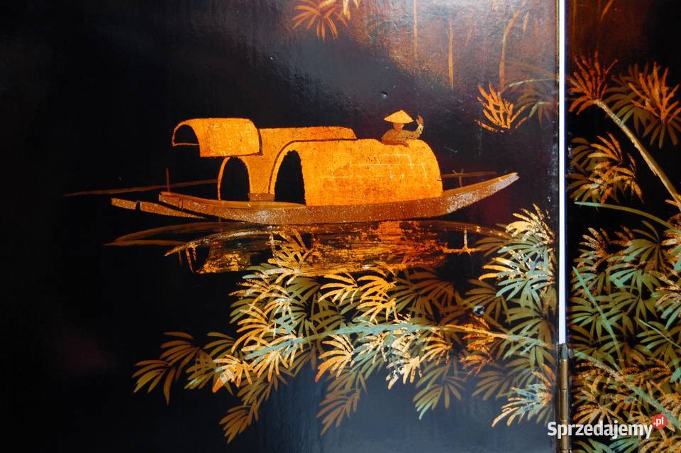 Parawan z laki chiński obraz pejzaż laka żurawie Pozostałe lubelskie sprzedam