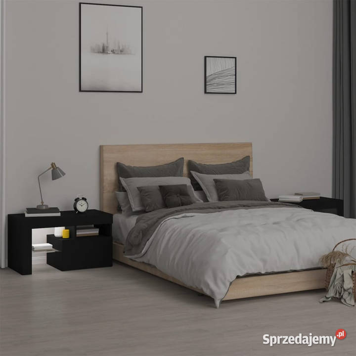 Szafki z oświetleniem LED 2 czarne 70x365x40 Warszawa