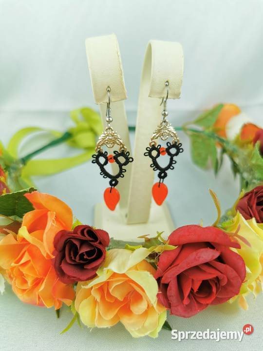 Kolczyki frywolitkowe Wiśniowa