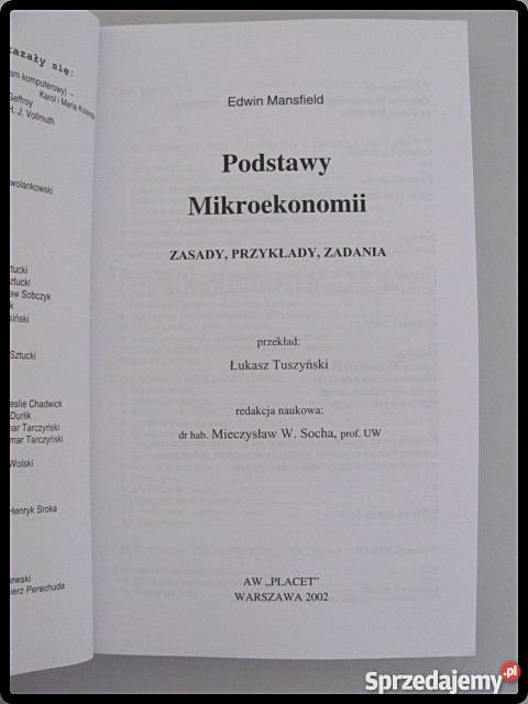 PODSTAWY MIKROEKONOMII Mansfield Rok wydania 2002 Płock sprzedam