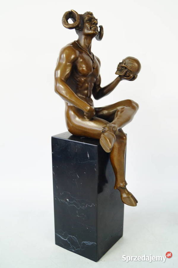 Figura z brązu rzeźba Lucyfer z czaszką Gizałki