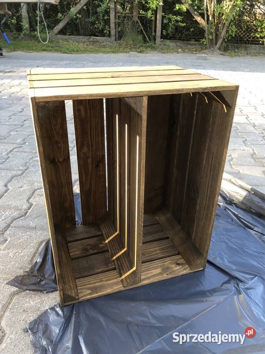 Drewniana skrzynka regał handmade rustykalny Poznań