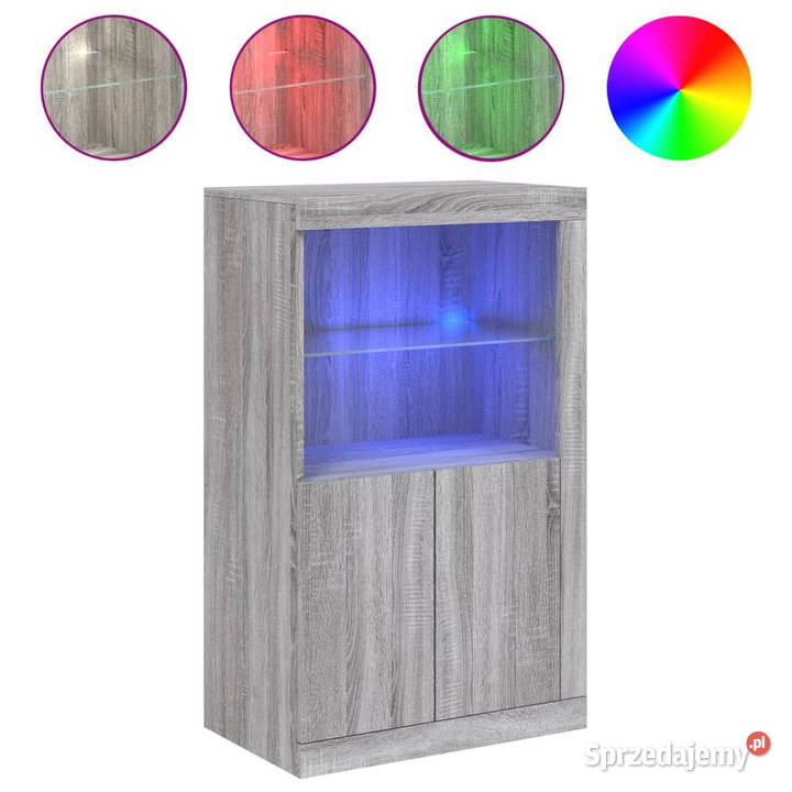 Szafka boczna z LED szary dąb sonoma materiał Warszawa