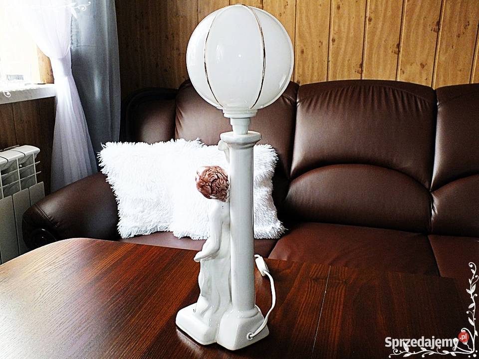 Stara lampka nocna porcelana chłopczyk 49 Retro Żary