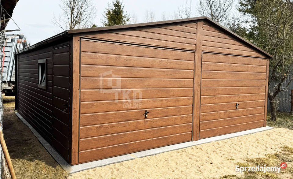 Garaz blaszany 6x6 m 2x brama 2x okno rynny dach Sprzedaż Toruń sprzedam