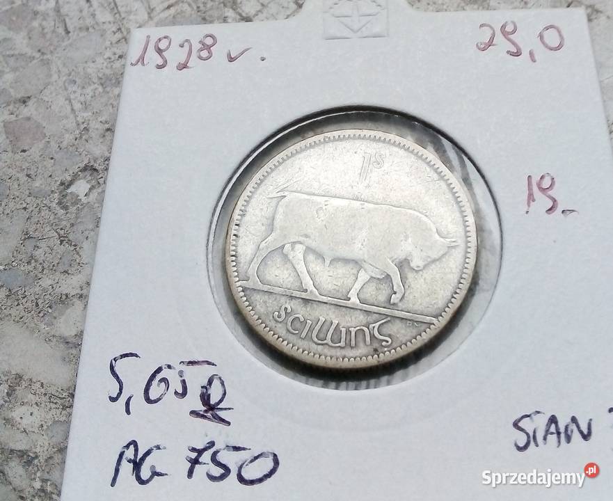 IRLANDIA 1 SZYLING 1928 r SREBRO 0750 BYK Legionowo
