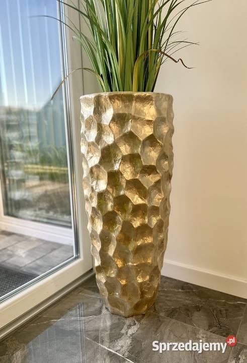 Złota donica perłowa muszelkowa Glamour Premium Golkowice