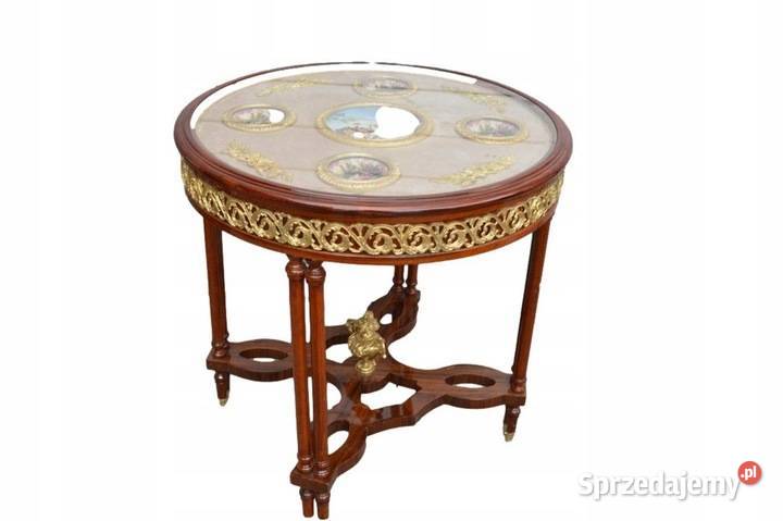 drewno STÓŁ 80X77 stolik MEDALIONY PORCELANA Kraków