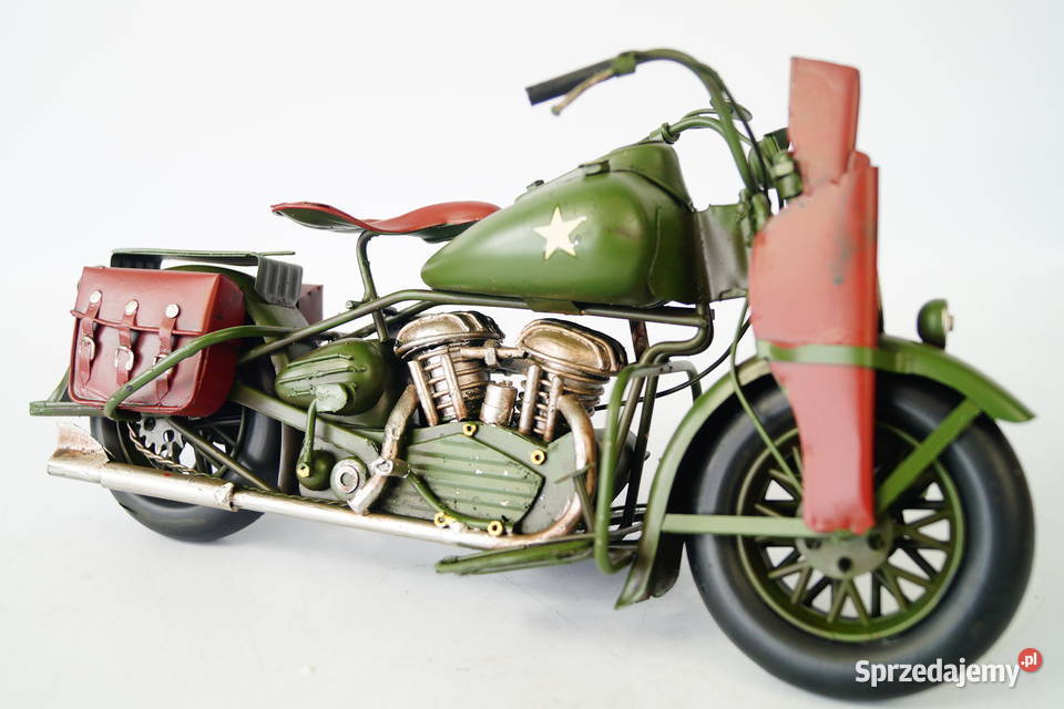Motocykl wojskowy metalowy pojazd dekoracja Gizałki