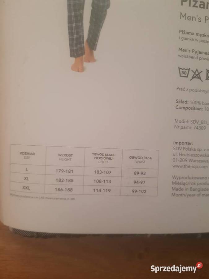 Piżama świąteczna męska rozmiar XL Rozmiar XL Warszawa