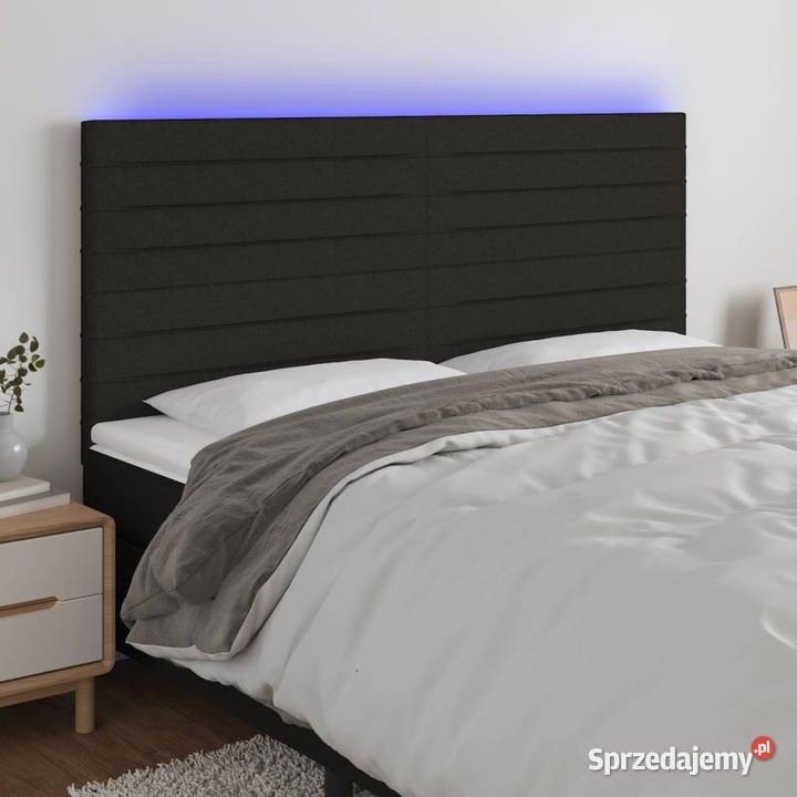 Zagłówek do łóżka z LED czarny 180x5x118128