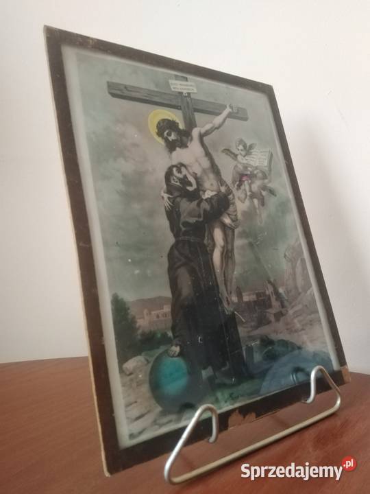 Obrazek Święty Franciszek pod Krzyżem Retro dolnośląskie Wałbrzych