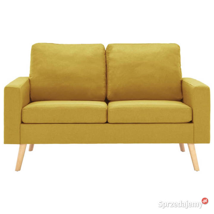 2osobowa sofa żółta tapicerowana tkaniną