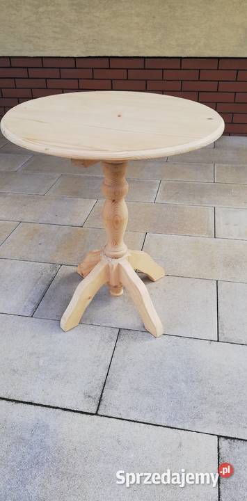 Stolik drewniany okrągły kawowy sosnowy Garwolin sprzedam