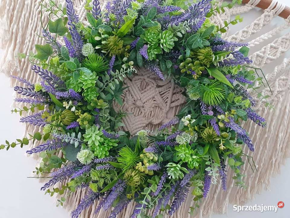 Wianek na drzwi lawendowy okazały 50 fioletowy wielkopolskie Promnice