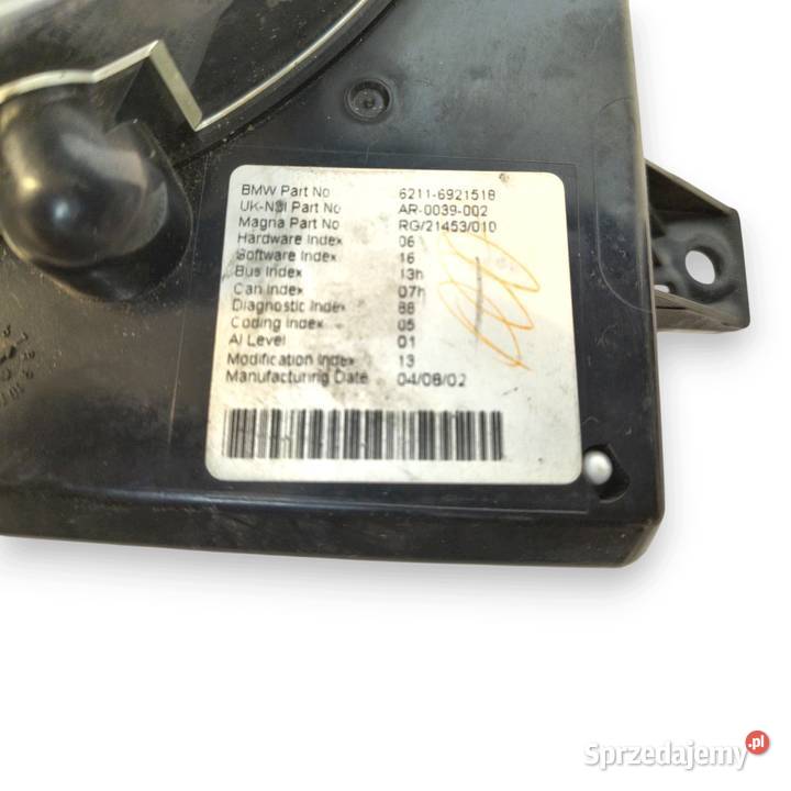 LICZNIK ZEGARY 6921518 Mini Cooper R50 R52 R53 osobowe Wyposażenie wnętrza