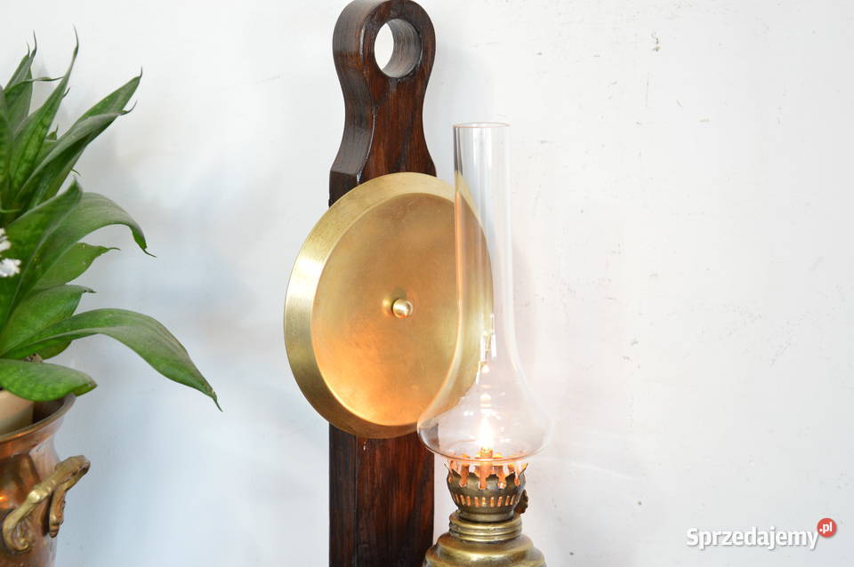 lampa naftowa kinkiet drewno do zawieszenia Antyki, Sztuka, Kolekcje Jastrzębie-Zdrój