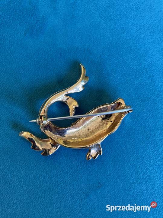 Nowa broszka złota rybka cyrkonie vintage unikat Ozdoby podkarpackie sprzedam