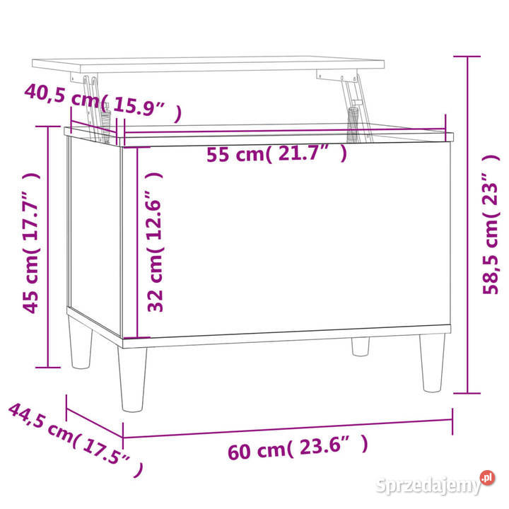 Stolik kawowy brązowy dąb 60x445x45 WM819571 mazowieckie