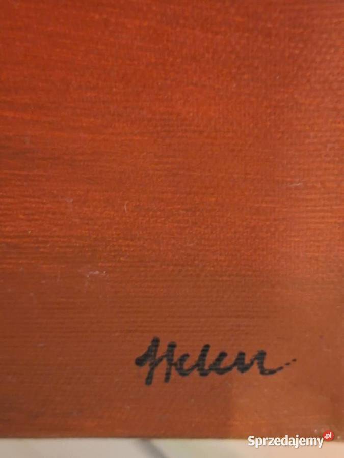 Obraz olejny sygnowany duzy 100x100 Nowa Sól