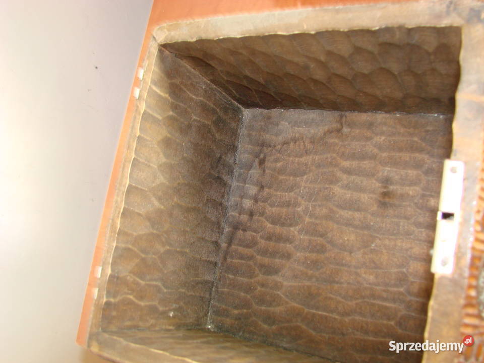 drewniane pudełko PRL Rękodzieło