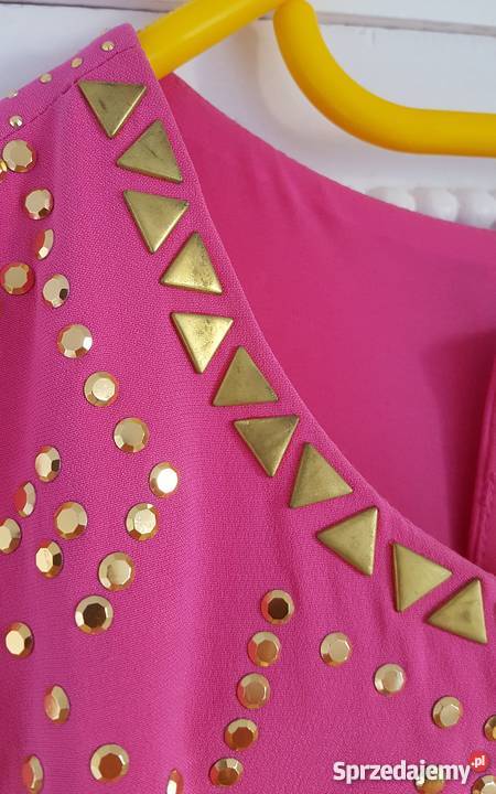 Sukienka Versace HM różowa jedwabna złote dżety Versace Szczecin