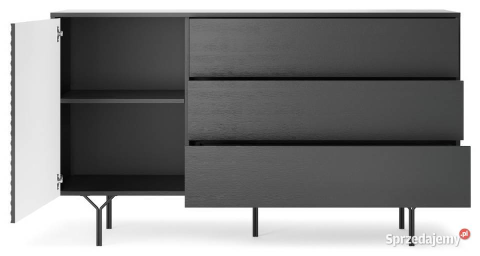 Nowoczesna komoda RAVEN 144 FRONT 3D3 Szuflady Komody Katowice