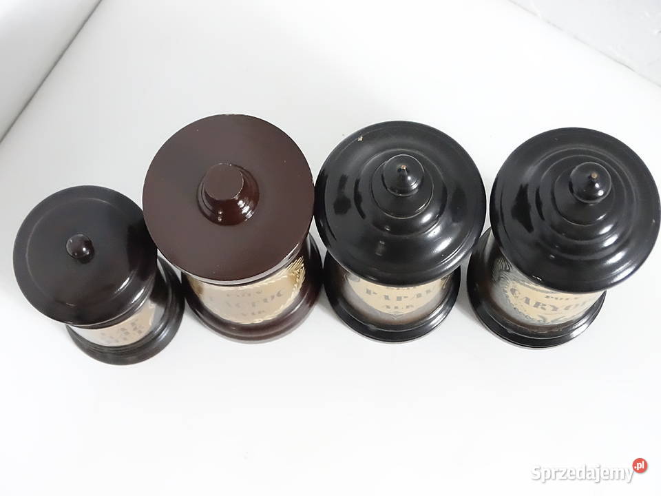 Unikatowe Puzdra Apteczne Drewno Toczone XIX w Biłgoraj