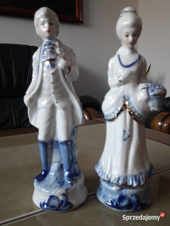 Para dworzan porcelana sygnowana komplet Janów Lubelski