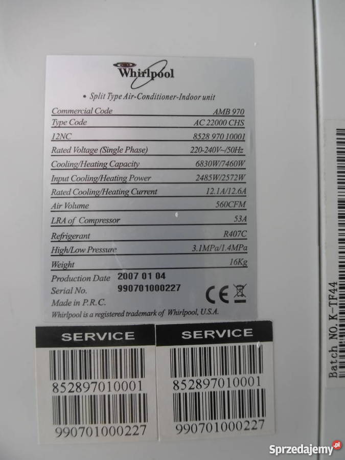 Klimatyzacja Klimatyzator Whirlpool 64kW na
