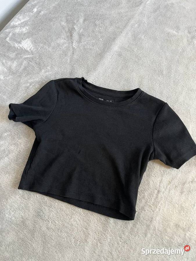 Crop top koszulka z krótkim rękawem czarna podkarpackie