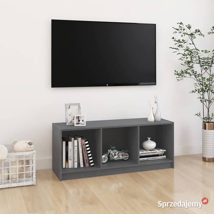 vidaXL Szafka pod telewizor, szara, 104x33x41 cm, lite drewn