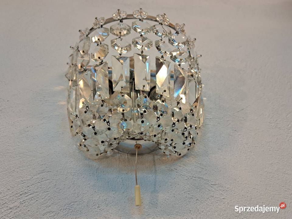 Kinkiet kryształowy mosiężny srebrny chrom z Olkusz