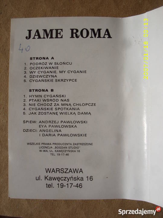 Folk kaseta JAME ROMAPODROZ W SLONCU Wołów